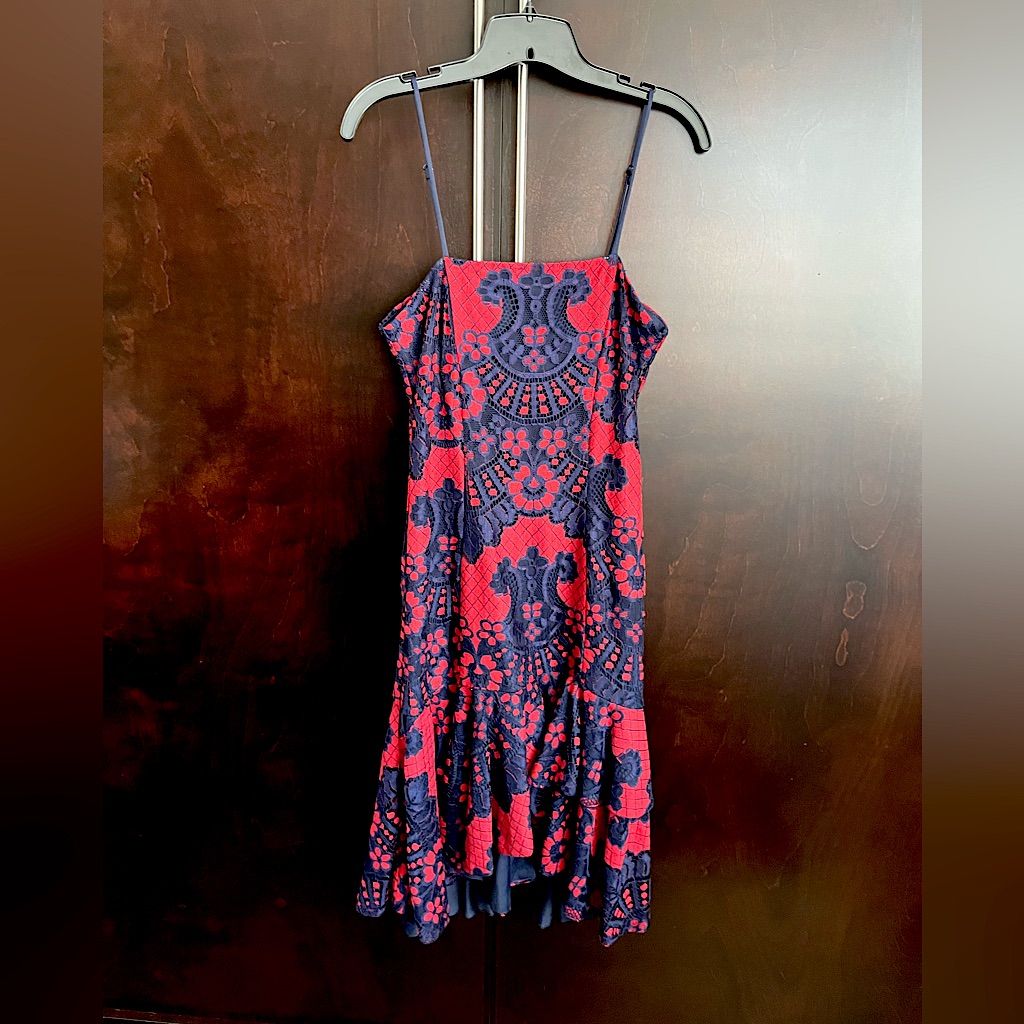 Nwt Alexia Admor Lace Sheath Women’s Dress Size M In Red & Navy